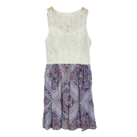 Speechless Lace Top Dress Floral Bottom Sleeveless Knee Length Multicolor Size 3 - Picture 1 of 14